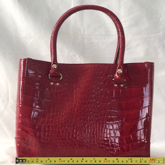 Red Patent Leather Croc Embossed Kate Spade Bag - Picture 8 of 8